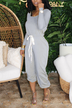 Load image into Gallery viewer, Tangerine Red Casual Solid Draw String O Neck Regular Jumpsuits
