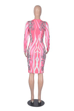 Load image into Gallery viewer, Rose Red Sexy Print O Neck Wrapped Skirt Dresses