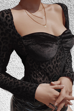 Load image into Gallery viewer, Black Sexy Leopard See-through Square Collar Skinny Jumpsuits