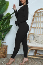 Load image into Gallery viewer, Black Fashion Solid O Neck Long Sleeve Two Pieces