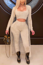 Load image into Gallery viewer, Black Fashion Casual Solid Basic U Neck Long Sleeve Three-piece Set