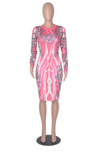 Load image into Gallery viewer, Yellow Sexy Print O Neck Wrapped Skirt Dresses