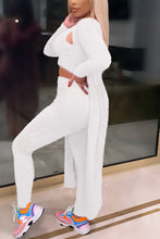 Load image into Gallery viewer, White Fashion Casual Solid Basic U Neck Long Sleeve Three-piece Set