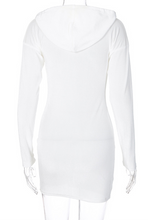 Load image into Gallery viewer, White Street Solid Split Joint Hooded Collar Wrapped Skirt Dresses