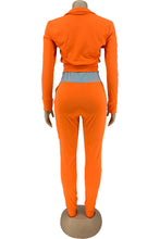 Load image into Gallery viewer, Orange Sportswear Solid Split Joint Turndown Collar Long Sleeve Two Pieces