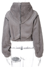 Load image into Gallery viewer, Grey Casual Solid Split Joint Hooded Collar Tops