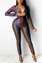 Load image into Gallery viewer, Multicolor Fashion Sexy Patchwork Hollowed Out Skinny Jumpsuits