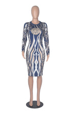 Load image into Gallery viewer, Rose Red Sexy Print O Neck Wrapped Skirt Dresses