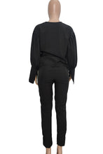 Load image into Gallery viewer, Black Street Solid Hollowed Out Split Joint O Neck Two Pieces