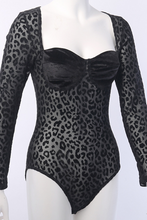 Load image into Gallery viewer, Black Sexy Leopard See-through Square Collar Skinny Jumpsuits