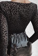 Load image into Gallery viewer, Black Sexy Leopard See-through Square Collar Skinny Jumpsuits