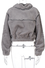 Load image into Gallery viewer, Grey Casual Solid Split Joint Hooded Collar Tops
