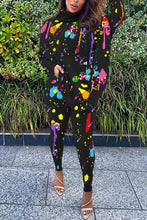 Load image into Gallery viewer, Grey Daily Print Slit Turtleneck Long Sleeve Two Pieces