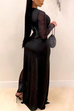 Load image into Gallery viewer, Apricot Fashion Sexy Patchwork See-through O Neck Skinny Jumpsuits