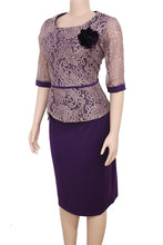 Load image into Gallery viewer, Khaki Work Daily Solid Split Joint O Neck Pencil Skirt Plus Size