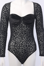 Load image into Gallery viewer, Black Sexy Leopard See-through Square Collar Skinny Jumpsuits
