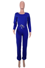 Load image into Gallery viewer, Tangerine Red Casual Solid Draw String O Neck Regular Jumpsuits
