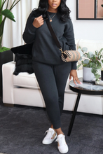 Load image into Gallery viewer, Orange Casual Solid Split Joint O Neck Long Sleeve Two Pieces
