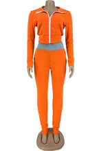 Load image into Gallery viewer, Grey Sportswear Solid Split Joint Turndown Collar Long Sleeve Two Pieces
