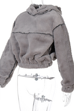 Load image into Gallery viewer, Grey Casual Solid Split Joint Hooded Collar Tops
