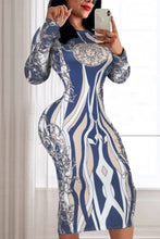 Load image into Gallery viewer, Rose Red Sexy Print O Neck Wrapped Skirt Dresses
