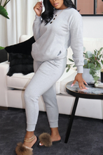Load image into Gallery viewer, Black Casual Solid Split Joint O Neck Long Sleeve Two Pieces
