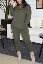 Load image into Gallery viewer, Black Casual Solid Split Joint O Neck Long Sleeve Two Pieces
