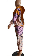 Load image into Gallery viewer, Multicolor Casual Print Hooded Collar Long Sleeve Two Pieces
