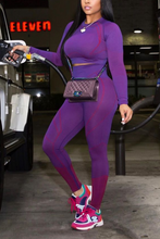 Load image into Gallery viewer, Purple Casual Solid Split Joint O Neck Long Sleeve Two Pieces
