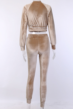 Load image into Gallery viewer, Pink Casual Solid Split Joint V Neck Long Sleeve Two Pieces
