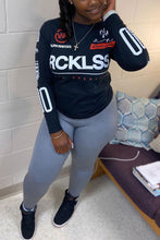 Load image into Gallery viewer, White Casual Letter Split Joint O Neck Long Sleeve Two Pieces
