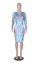 Load image into Gallery viewer, Yellow Sexy Print O Neck Wrapped Skirt Dresses
