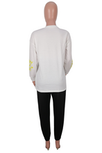 Load image into Gallery viewer, White Casual Print Pullovers O Neck Tops
