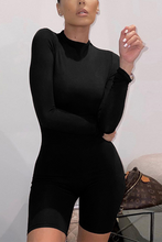 Load image into Gallery viewer, Brown Sportswear Solid Split Joint Half A Turtleneck Skinny Jumpsuits
