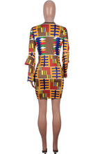 Load image into Gallery viewer, Earth Yellow Casual Plaid Print Split Joint V Neck Wrapped Skirt Dresses
