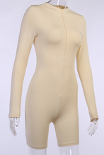 Load image into Gallery viewer, Brown Sportswear Solid Split Joint Half A Turtleneck Skinny Jumpsuits
