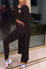 Load image into Gallery viewer, Black Fashion Casual Solid Basic U Neck Long Sleeve Three-piece Set
