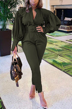 Load image into Gallery viewer, Army Green Street Solid Hollowed Out Split Joint O Neck Two Pieces
