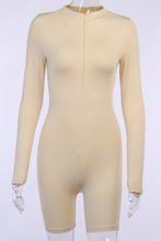 Load image into Gallery viewer, Brown Sportswear Solid Split Joint Half A Turtleneck Skinny Jumpsuits
