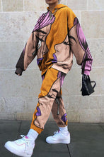 Load image into Gallery viewer, Multicolor Casual Print Hooded Collar Long Sleeve Two Pieces
