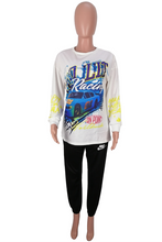 Load image into Gallery viewer, White Casual Print Pullovers O Neck Tops
