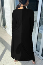 Load image into Gallery viewer, Black Fashion Street Solid V Neck Long Sleeve Two Pieces
