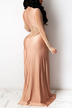 Load image into Gallery viewer, Apricot Fashion Sexy Patchwork See-through O Neck Skinny Jumpsuits
