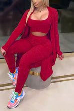Load image into Gallery viewer, Black Fashion Casual Solid Basic U Neck Long Sleeve Three-piece Set
