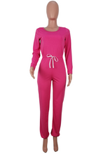 Load image into Gallery viewer, Tangerine Red Casual Solid Draw String O Neck Regular Jumpsuits
