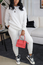 Load image into Gallery viewer, Blue Casual Solid Split Joint O Neck Long Sleeve Two Pieces
