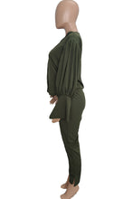Load image into Gallery viewer, Army Green Street Solid Hollowed Out Split Joint O Neck Two Pieces
