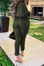 Load image into Gallery viewer, Army Green Street Solid Hollowed Out Split Joint O Neck Two Pieces
